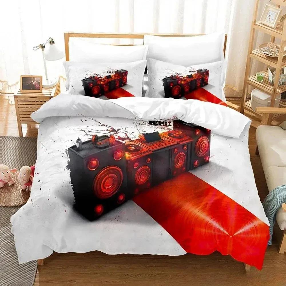 3D Music DJ Rock Comfortable Duvet Quilt Cover Pillowcase Bedding Set Children Bedroom Decoration Home Textile