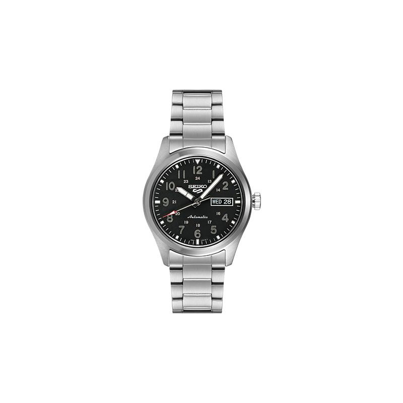 SEIKO New No. 5 Series 100 Meters Waterproof Mechanical Movement Steel Strap Men s Watch Black Dial SRPG27K1 чёрный