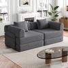 [Patented Design]Chenille Sleeper Sofa 2-in-1 with Storage Compartment In the Armrest, Three Metal Frames and Multiple Configuration Options.