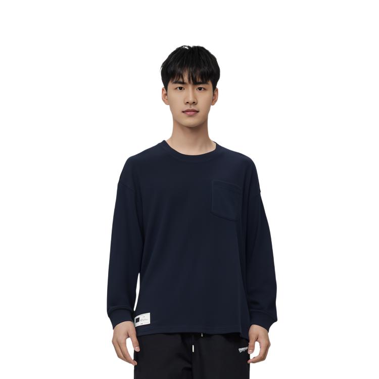 Li Ning Sports Life Collection T Shirts Men's Black Crew Neck Moderate Straight Fit AHSS751-1