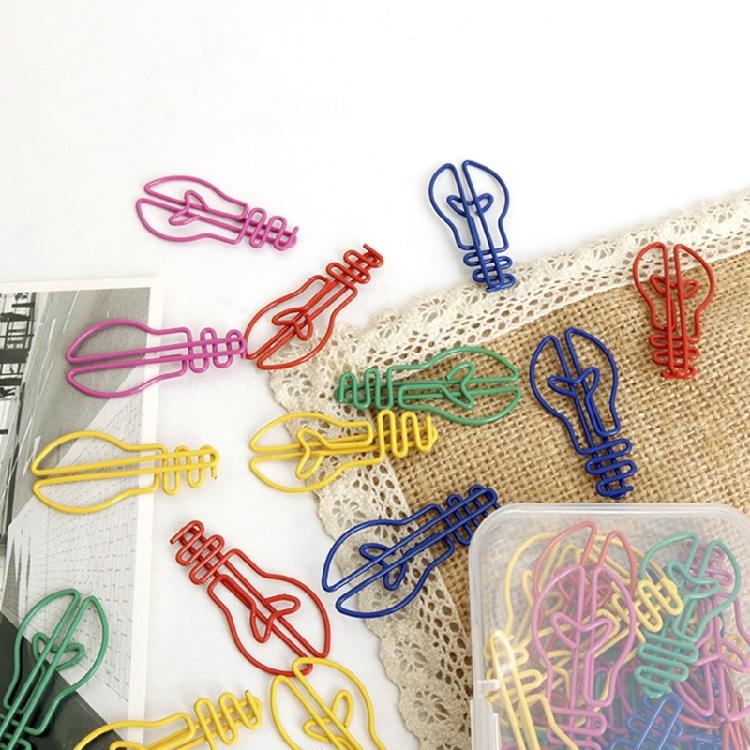 30Pcs Light Bulb Shape Paper Clip 42mm Small Metal Paperclip Metal Bookmarks Clip For School Office Business Card Holder