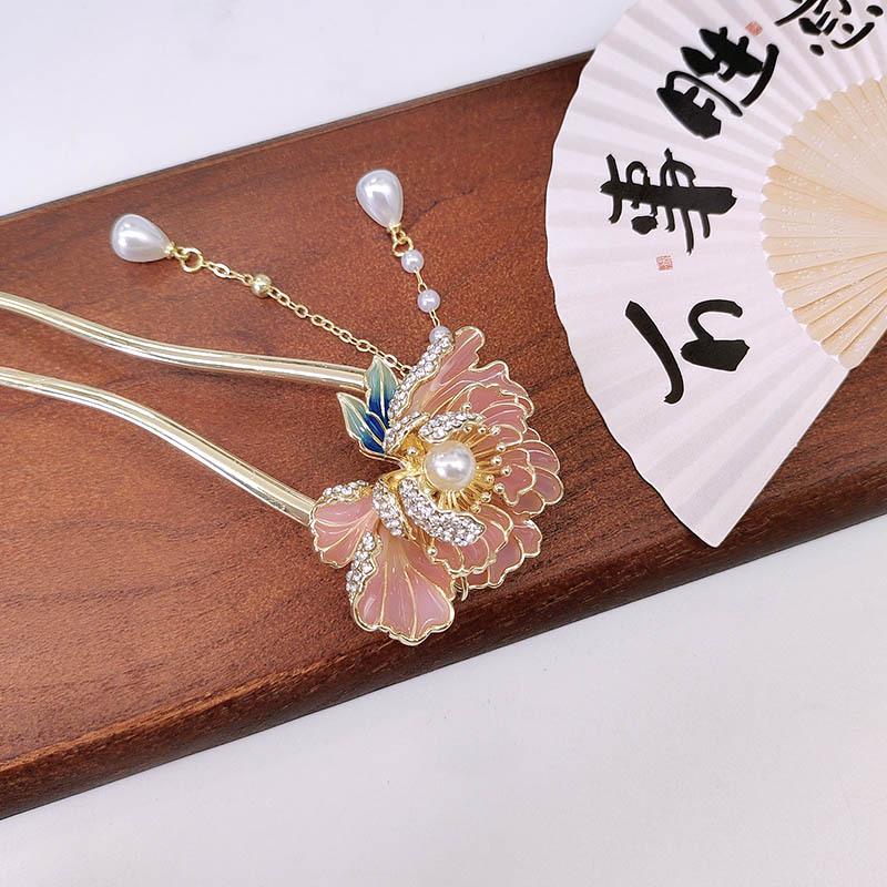 Elegant Peony Pearl Tassel Hairpin - Premium Hanfu Accessories for Women