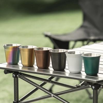 Vonkajší kempingový hrnček na espresso Zahustený 304 Nerezový Dvojstenný Hrnček na kávu Izolačný Hrnček na čaj Izolačný Hrnček na kávu