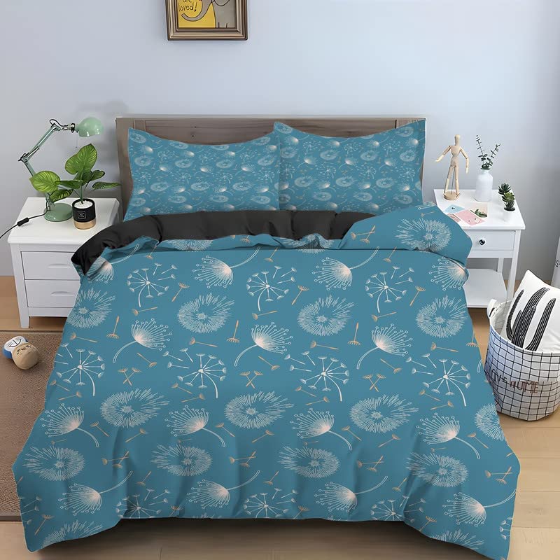 Dandelion Duvet Cover Set White Flower Pattern Polyester Comforter Cover King Queen Full Size For Kids Boys Girls Bedding Set