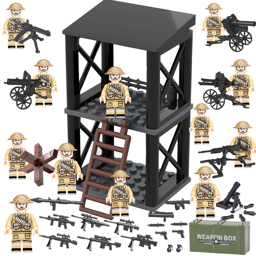 WWII Military Building Blocks: US, German, British Army Figures with Heavy Weapons & Sniper Educational Toys.