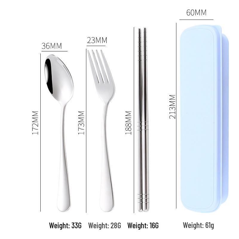 304 Stainless Steel Cutlery Set: Spoon, Fork & Chopsticks - Portable Three-Piece Set for Outdoors, Gift, or Students with Custom Logo Option