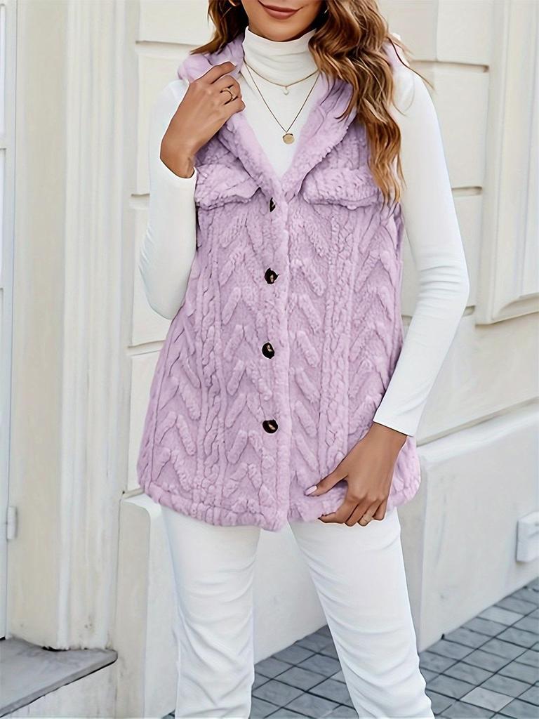 European & American Plush Hooded Cardigan Vest for Fall/Winter - Warm & Stylish Women's Jacket