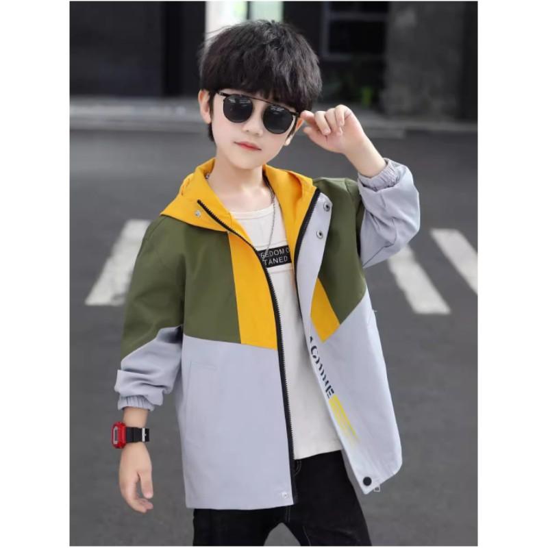 Boys Spring and Fall High Collar Handsome Rushing Jacket Middle and Large Children Long-sleeved Zipper Sports Coat