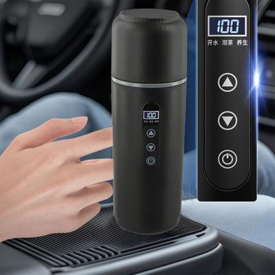 500 ml-es szigetelt autós vízforraló LCD kijelzővel, elektromos utazó bögre forró italokhoz autós és teherautós utazásokhoz