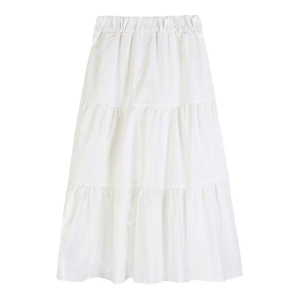Women's Summer New Style Student Gentle White Stacked Skirt Umbrella Skirt High Waist Mid-length A-line Skirt Long Skirt