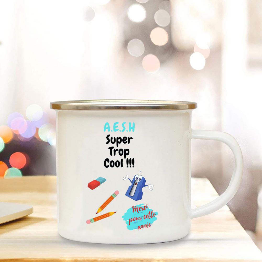 

Super AESH Thank You for This Year French Print Mugs Creative Coffee Cups Drinks Water Enamel Cup School Handle Drinkware Gifts 360ml