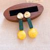 Silver Needle Resin Smudge Contrast Oval Stud Earrings