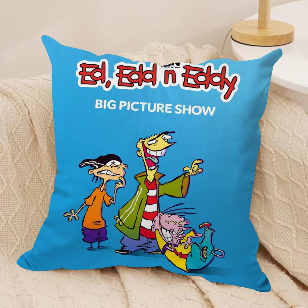 E-Ed Edd N Eddy Cushion Cover Silky Short Plush Double-Sided Printed Pillow Case for Sofa All Seasons Home Decor Gift