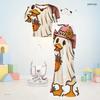 Girls Owl Book Printed Round Neck Short Sleeve Top Flared Pants Two Piece Set