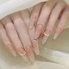 White Moonlight Long Almond Nails Explosive Nude Color Pearl Pattern High-Quality Diamond Model 30 Pieces Manicure Wearable Nails