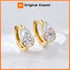 Huitan Solitaire Pear Cubic Zirconia Hoop Earrings for Women Gold Color/Silver Color Trendy Party Wedding Versatile Lady Jewelry