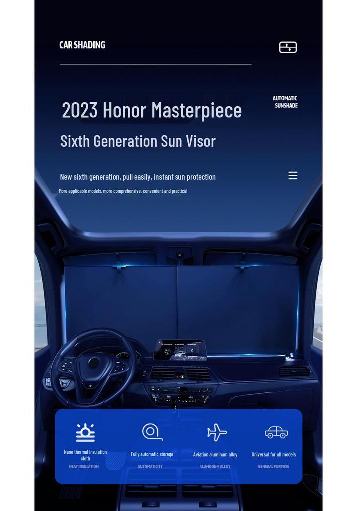 Universal Retractable Front Windshield Sunshade for Summer Heat Protection