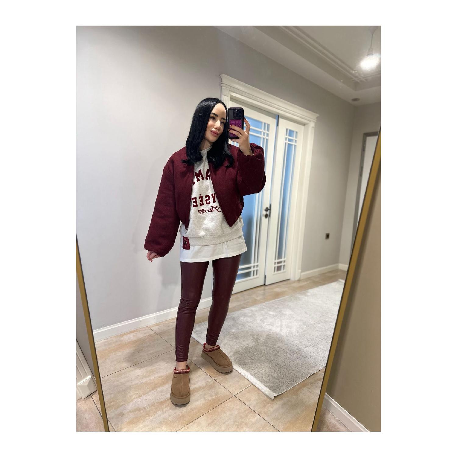 

Burgundy Women s Leather Leggings S бордовый
