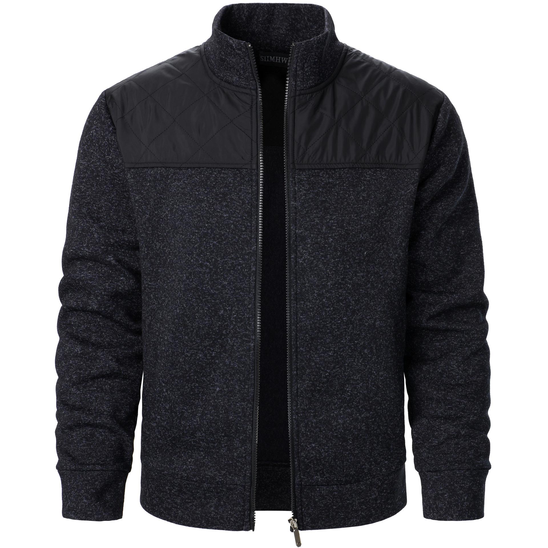

Men s Autumn/Winter Patchwork Knit Sweater Zipper Cardigan 2XL чорний