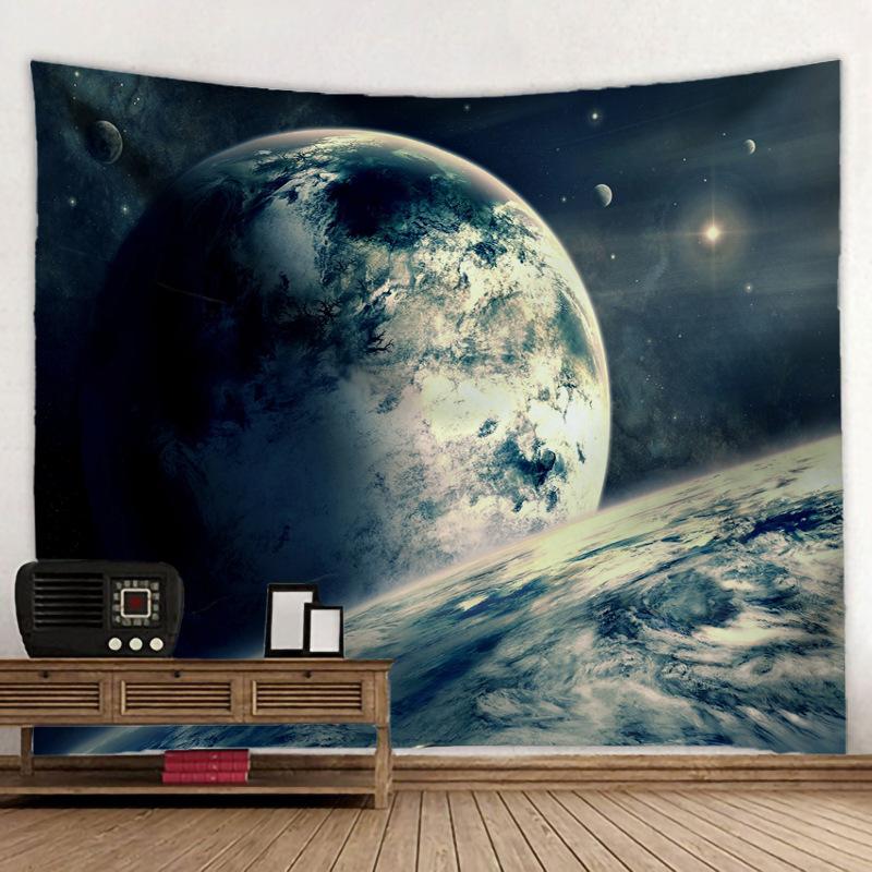 Starry Sky Scenery Tapestry 3D Forest Waterfall Landscape Wall Hanging Home Background Cloth Decor Garden Poster for Outside
