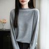 2026 Autumn Women's Thin Wool Blend Knitwear, Half-High Neck Long Sleeve Korean Style Sweater