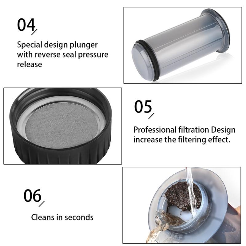 Quick Immersions Coffee Press For Home Camping Low Acidity Coffee Maker Machine