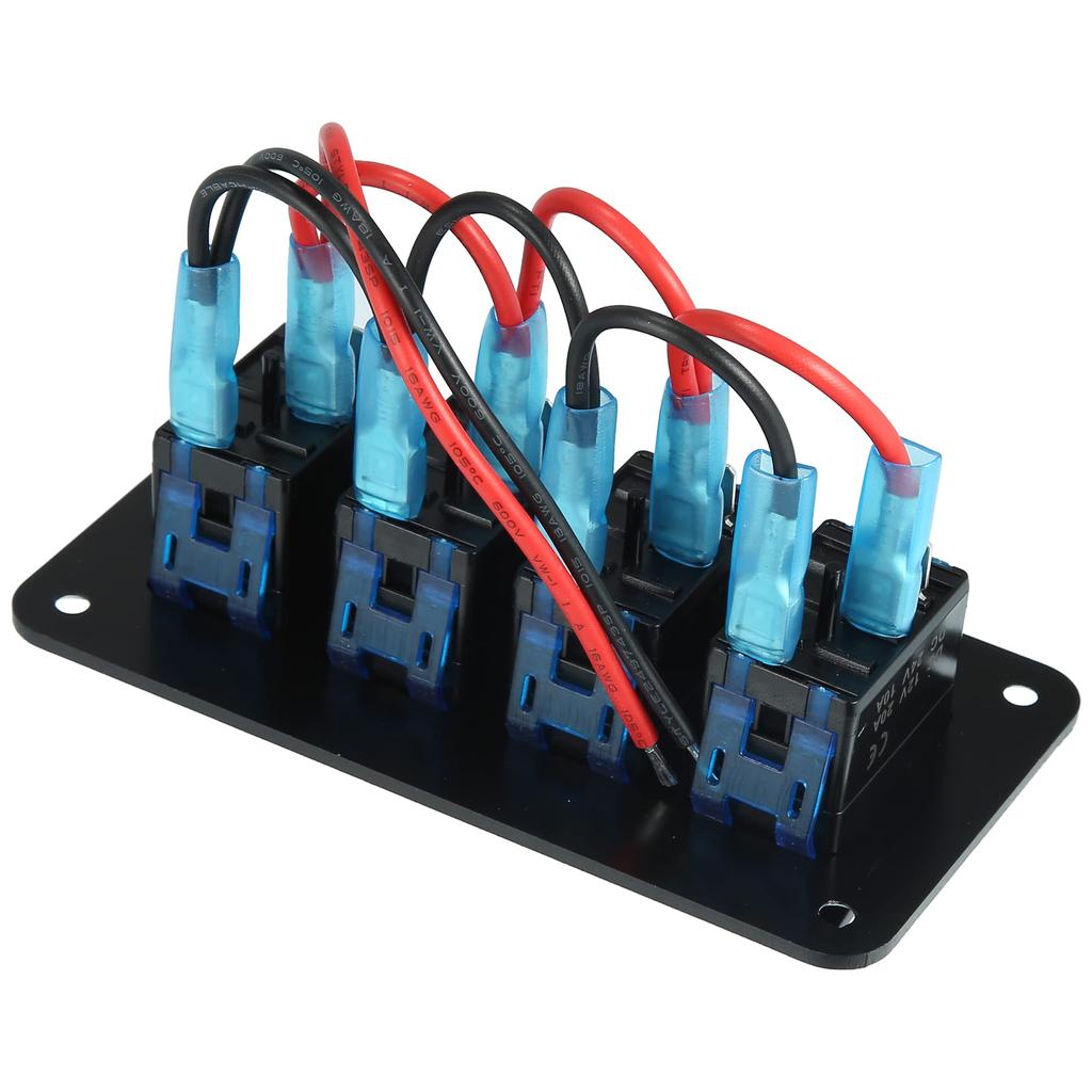 uxcell Rocker Switch Toggle Switch Waterproof Aluminum Blue LED Push for Black 4-Gang Panel, 5-Pin On/Off Pre-Wired Control, Alloy, Light, Button,