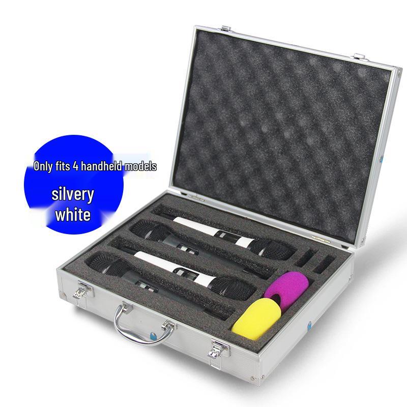 KTV Portable Wireless Microphone Storage: 2-Piece Aluminum Case for Handheld & Lavalier Mics.
