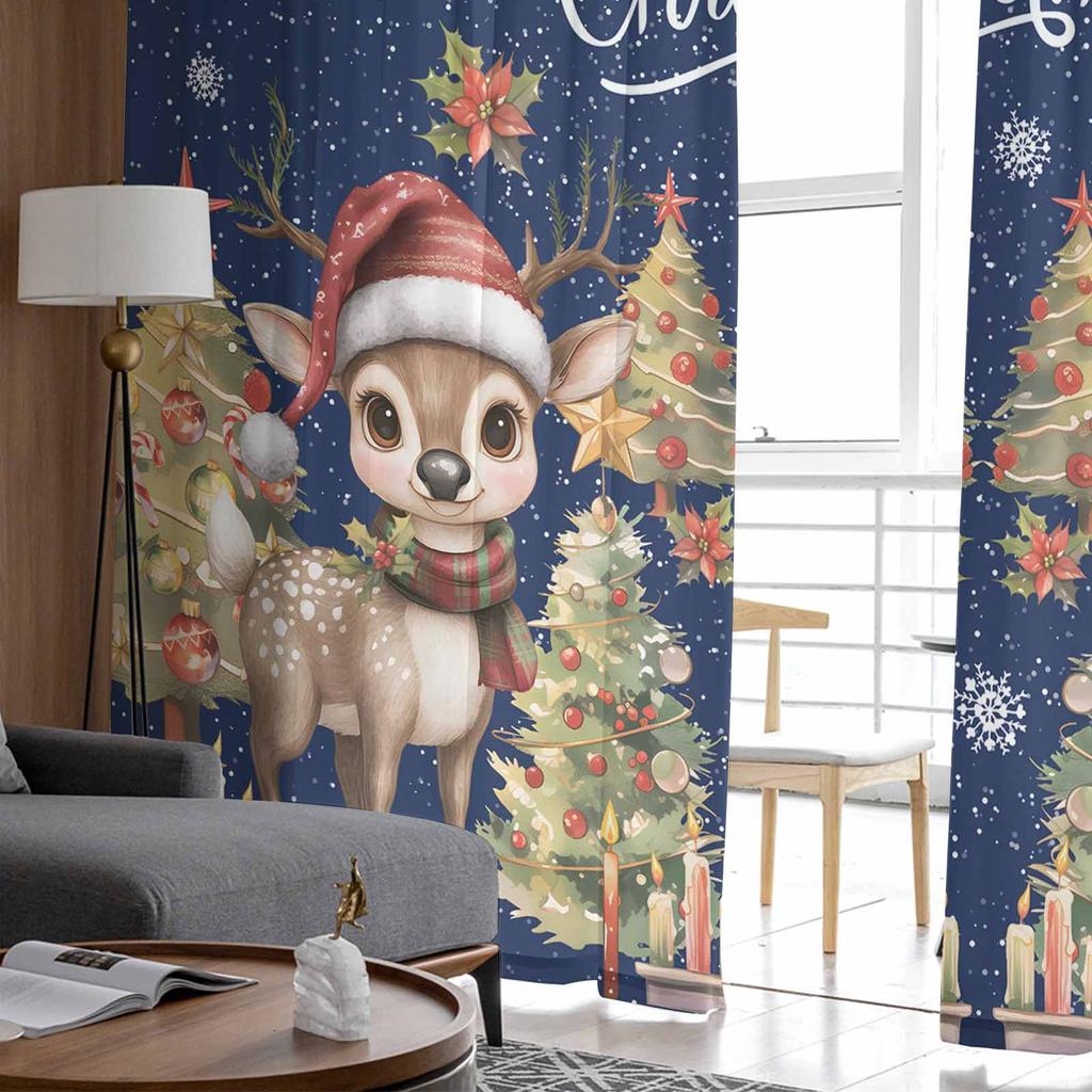 Jul- och Vinterklockgardiner för Vardagsrum Sovrum Heminredning Fönster Voile Tyllgardin Draperier