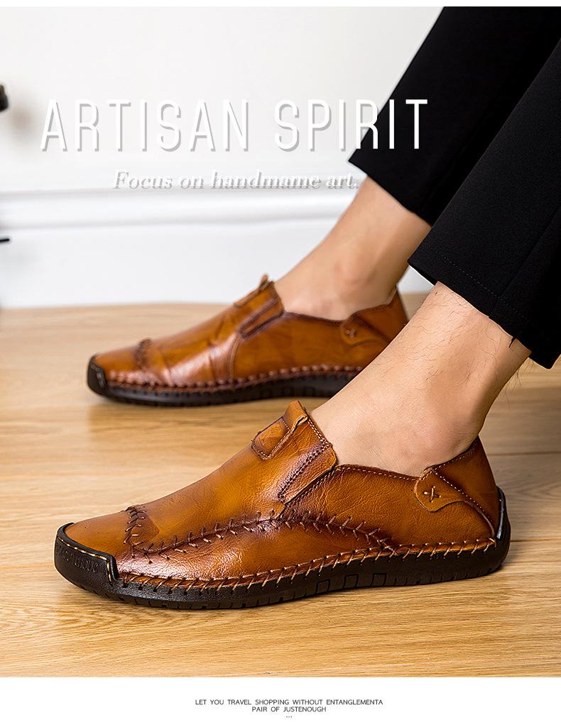 Spring 2020 Men's Large Size Leather Driving Moccasins - Retro Business Casual Shoes