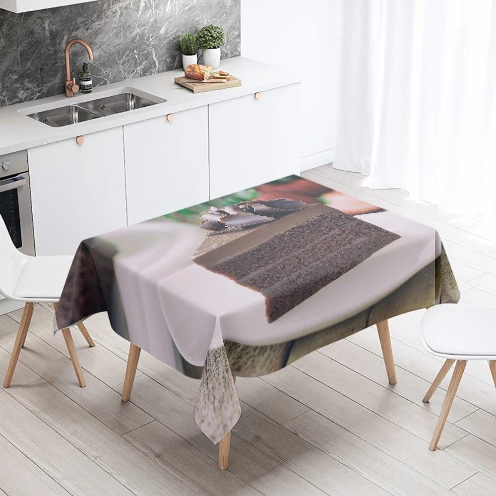 Delicious Cake Printed Tablecloth Restaurant Table Decoration and  Stain Resistant Rectangular  Home Decor