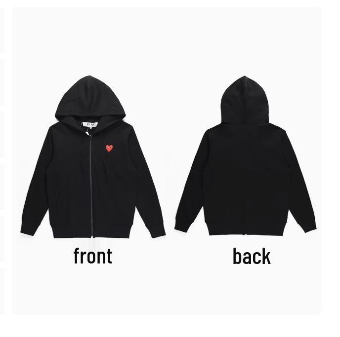 Худи Comme des Garçons PLAY с сердцем: Унисекс модный кардиган на молнии, с флисовой подкладкой, для пар. L