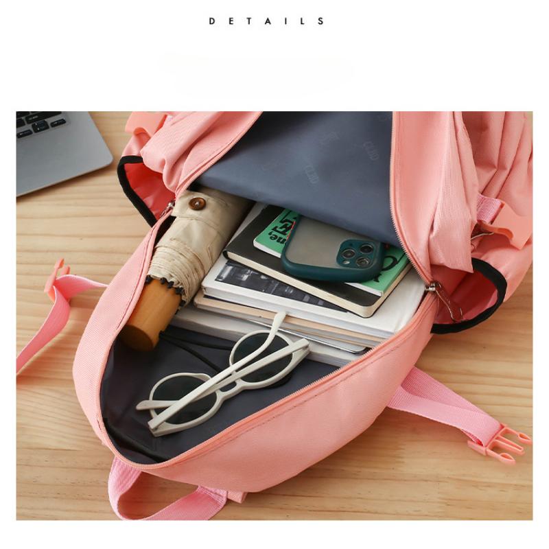 Pětidílný batoh pro základní školy Pětidílný batoh Středoškoláci Velkokapacitní Vícekapesní Multifunkční batoh Pevná plátěná taška na volný čas