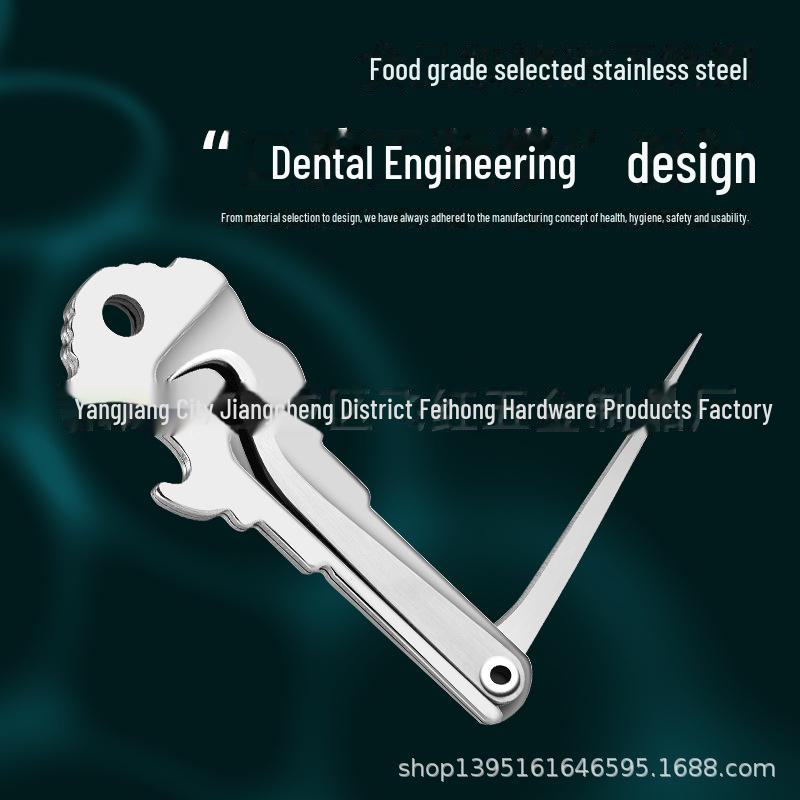 304 Stainless Steel Portable Toothpick Floss with Bottle Opener Hook - Anti-Clogging, Ultra-Fine, Multifunctional Tool