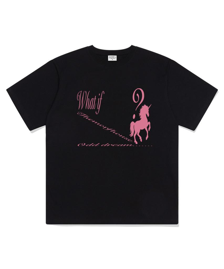 Deomopeuhauseu What If Unicorn Oversized Short Sleeve T-Shirt Black