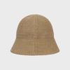Studded Logo Summer Knit Bucket Hat Beige