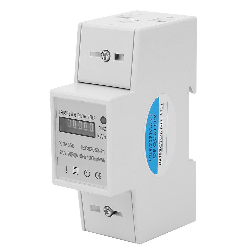 Eatbuy 220V 5 80 A Contatore Elettrico Digitale monofase 2 Fili 2P DIN-Rail Strumento di misurazione KWh elettronico