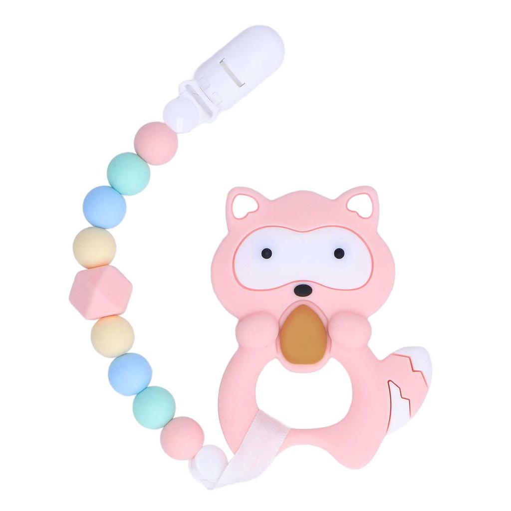 Baby Cartoon Teething Toy Food Grade Silicone Infant Chew Toy Shape and Chain Design