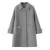 Mid-Length Wool-Cashmere Coat with Doll Collar & Petal Buttons, Double-Faced, Chic Autumn/Winter Style, Youthful Look.