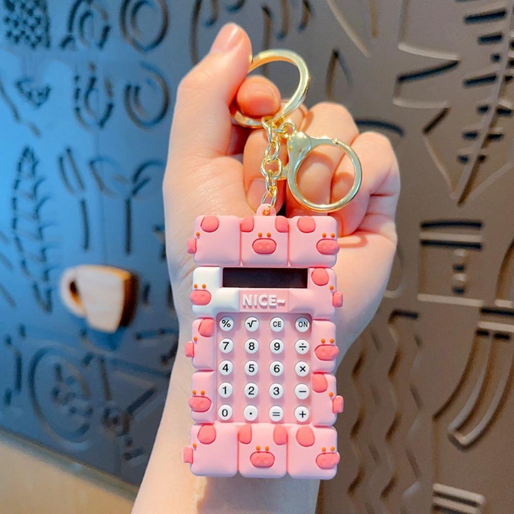 with Keychain Calculator Keychain Stationery Mini Mini Portable Digit Calculator Silicone Kawaii Cartoon Cute Calculator School