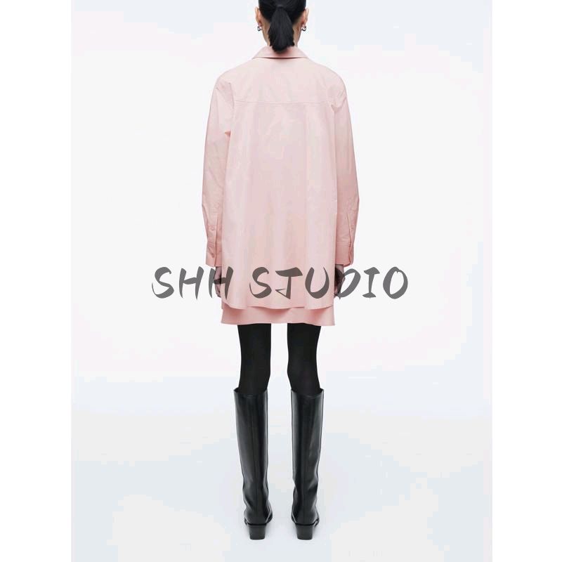 CS Spring New Women's Clothing French Style Long Sleeve Casual Stacked Flared Shirt Dress 1281230