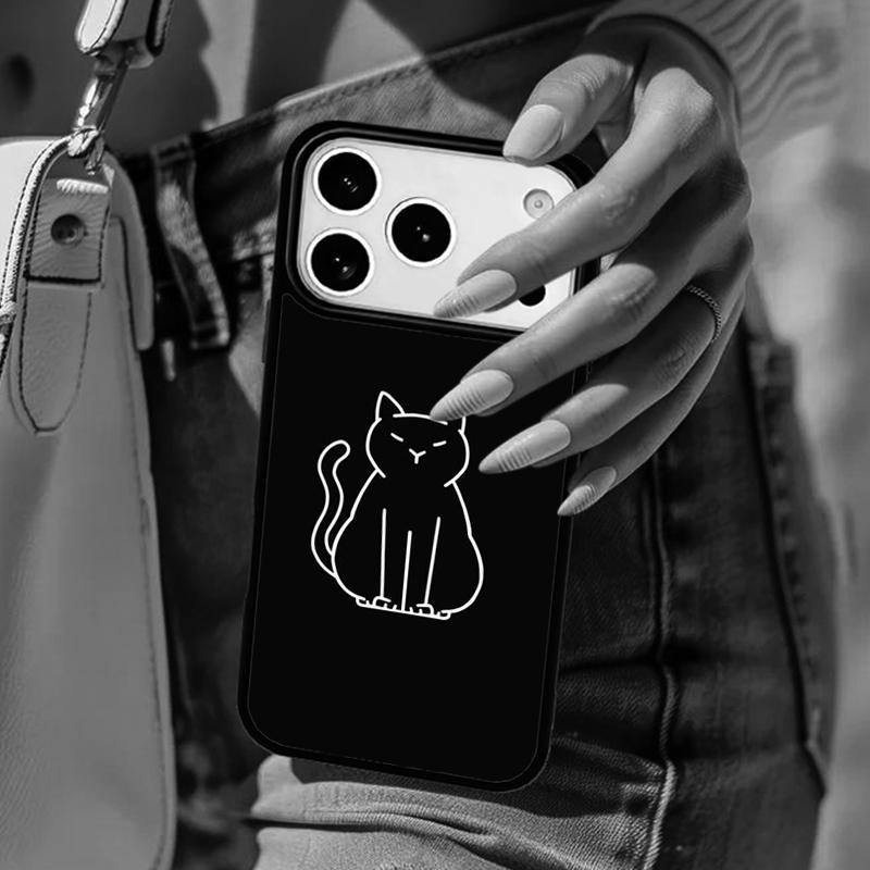 Minimalist Line Cat Phone Case For iPhone 17 Air 14 15 13 12 Max Cover For Apple 16e 11 Pro Max Plus Coque