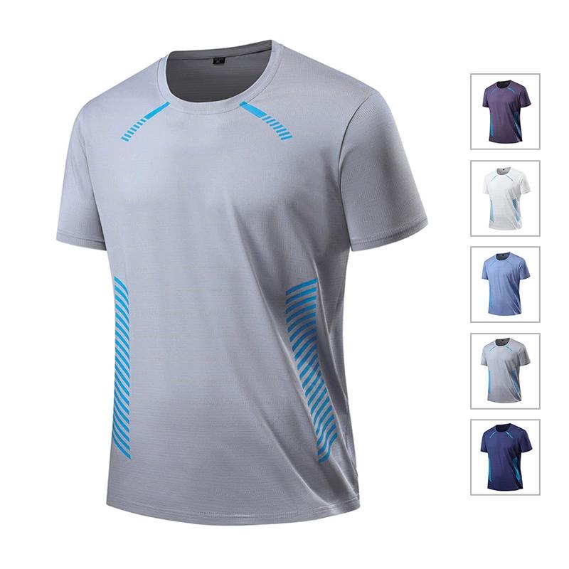 Hurtigtørkende sportst-skjorte i issilke for menn, løping og fitness, løse og avslappede sommerklær, t-skjorte med korte ermer