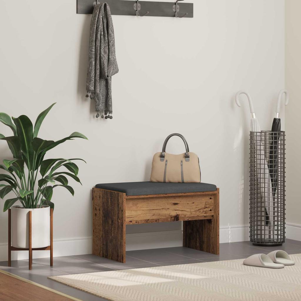 Hallway Bench with Cushion Reclaimed Wood Look 63 x 38 x 40 cm