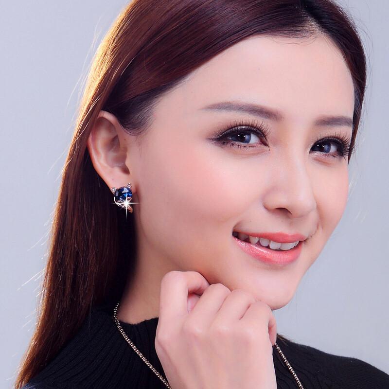 Fox Cubic Zirconia 925 Silver Stud Earrings Women Animal Jewelry Gifts A Pair