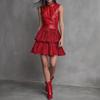 Leather Sleeveless Layered Dress - Spring/Summer Fashion Trend, European American Style