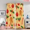 2 Stück 2D Flachdruck Klassische Weihnachtsvorhänge Weihnachts-Stechpalme Zuckerstange Digital bedruckte Polyester-Vorhänge Familienfeier-Nutzung