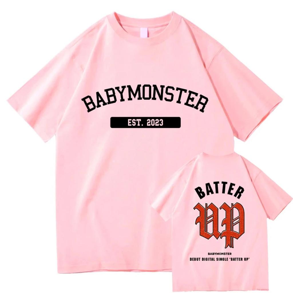 Babymonster Batter Up T Shirts Baby Monster Men/Women T Shirt Aesthetic T-Shirt Unisex High Quality Tees Vintage Clothes