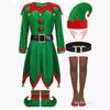 Beautiful Christmas Children's Christmas Elf Costume, Parent-Child Clothing Red Striped Hooded Dress Women's Clothing