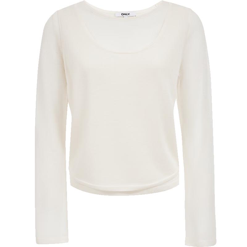 

ONLY Women s Sheer Panel Faux Two-Piece Knit Sweater M